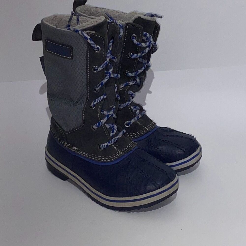 LL Bean Kids Snow Boots‎ TEK2.5 Waterproof PrimaLoft Blue Grey Size 12